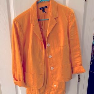 Orange Linen Ralph Lauren Suit ( Blazer and Pants )
